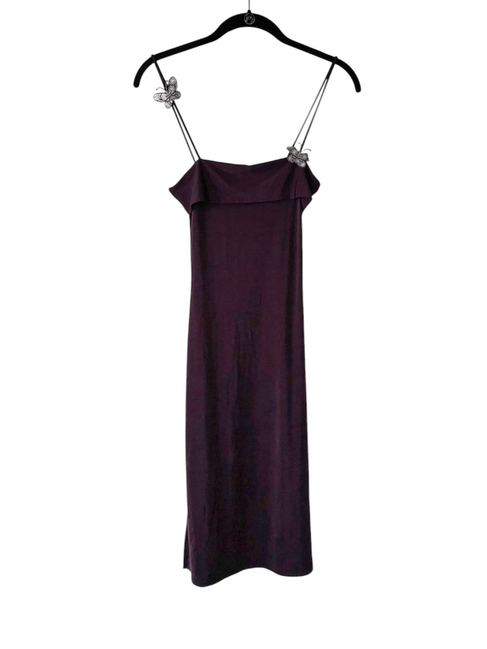 Vintage 90s Y2K Butterfly Accent Midi Slip Dress Evening Whimsygoth XS